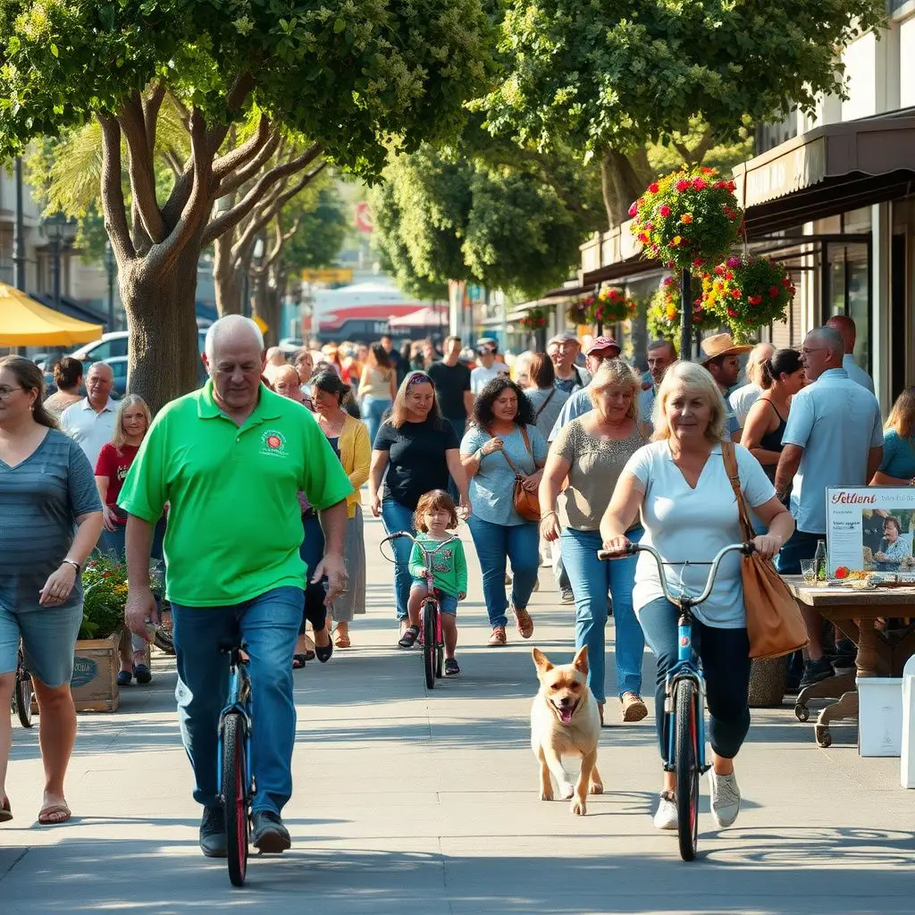The iconic Tudor-style architecture of the Del Mar Village shops on a clear, sunny afternoon.