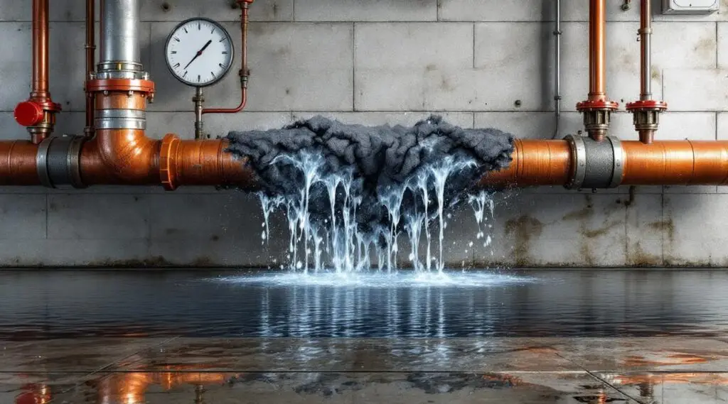 Restoration crew managing a commercial pipe burst in a San Diego office using industrial drying equipment and moisture meters.